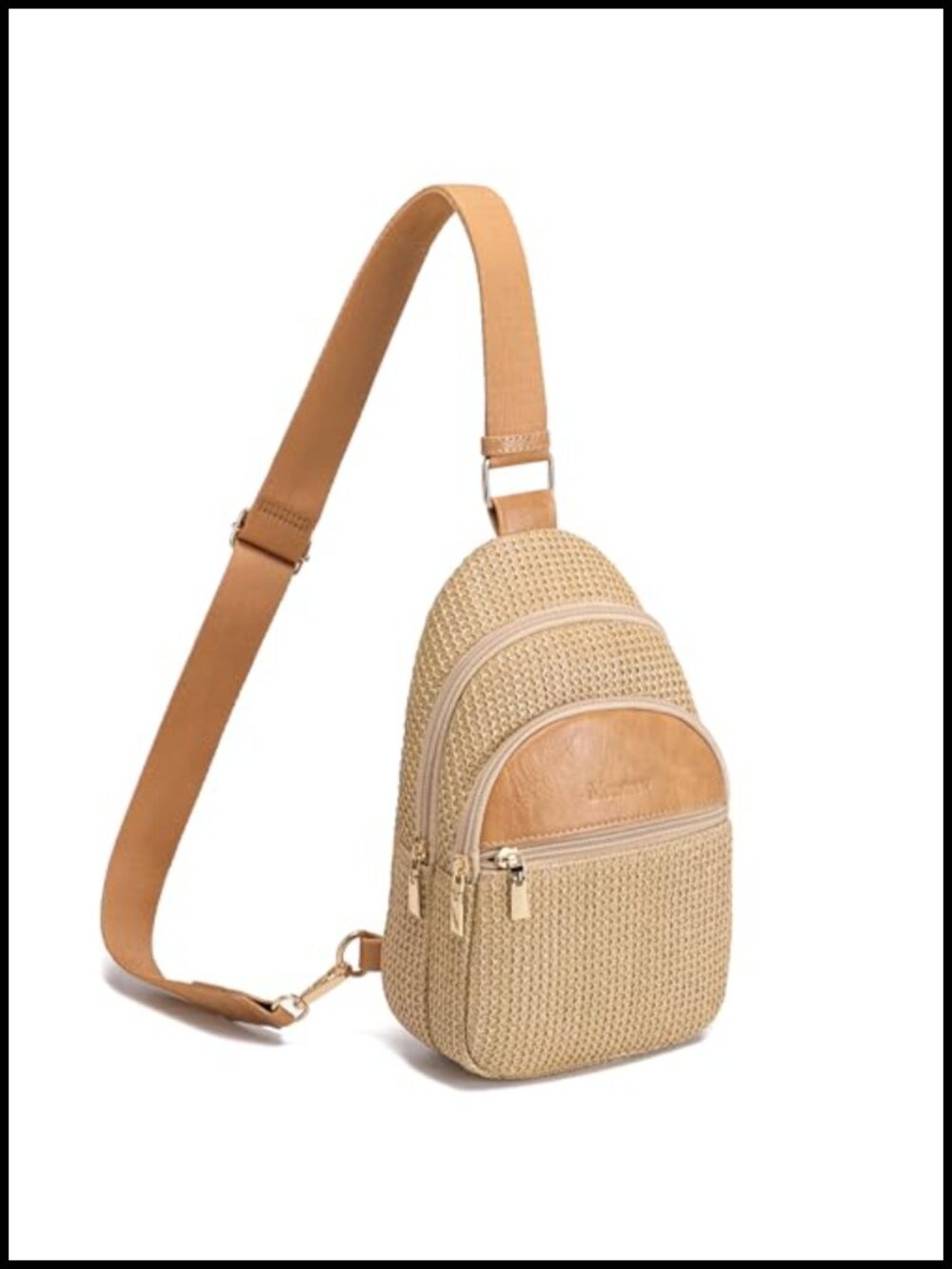 Faux Straw Crossbody Bag RFID Anti Theft Woven Sling Purse